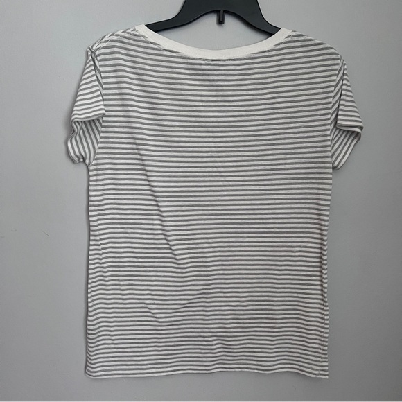 Joe's Jeans Fitted Short Sleeve White and Gray Striped Tee Size M EUC - Picture 3 of 5